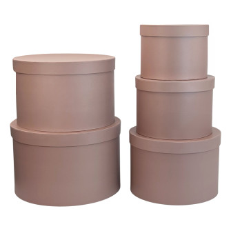 Set of 5 round boxes Light Brown
