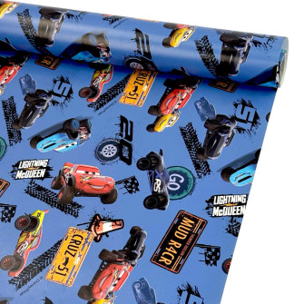 Chalked paper 70cm x 7m "Cars on blue"