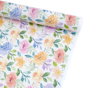 Kraft paper 70cm x 7m "Eucalyptus on white"