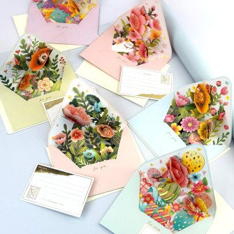 Greeting envelope-card with 3-D effect "Floral Boom"