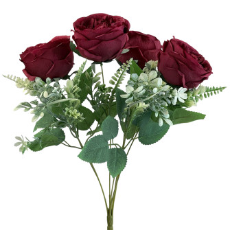 Artificial bouquet of David Austin burgundy roses
