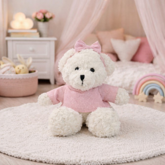 Polyester toy Melody Bear in a pink T-shirt