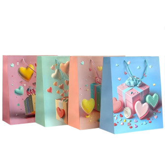 Chalked package 26 x 32 x 10cm "Colored hearts"