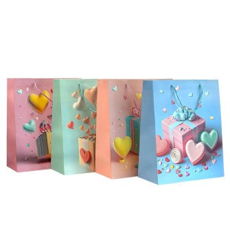 Package coated 18 x 23 x 10cm "Colored hearts"