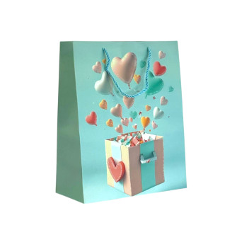 Package coated 18 x 23 x 10cm "Colored hearts"