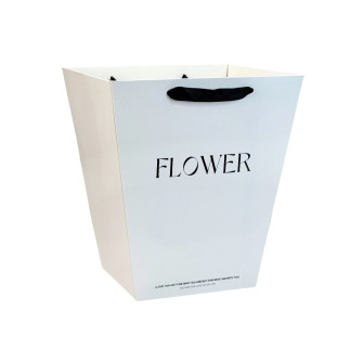 Kraft trapezoid bag Flower White 2pcs