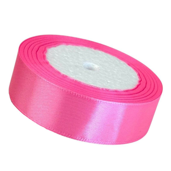 Satin ribbon 25mm x 25yards Pink Neon