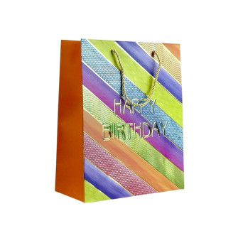 Пакет мелованный 18 х 23 х 10см "Happy Birthday Радужный"