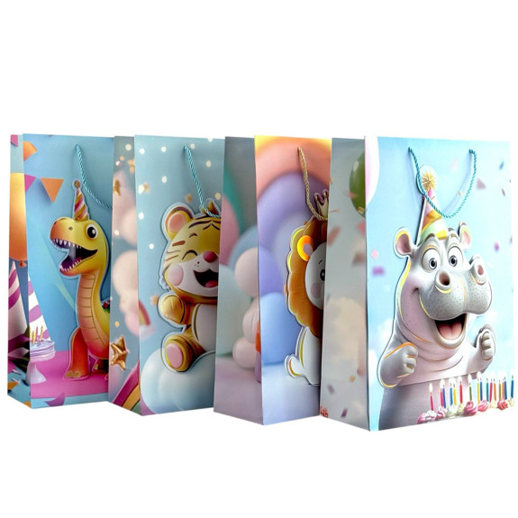 Package coated 31 x 42 x 12cm "Happy Birthday African Animals"
