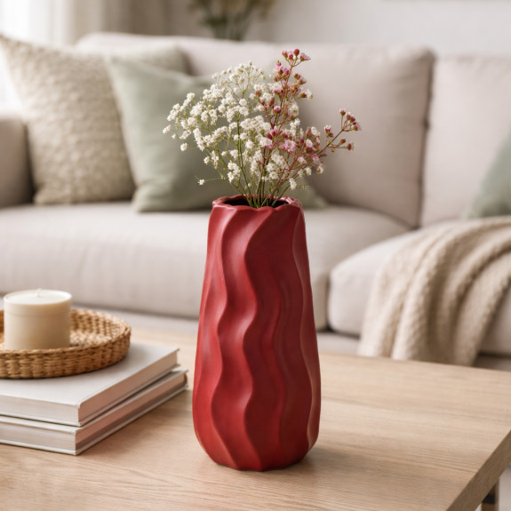 Ceramic vase "Red Wave"