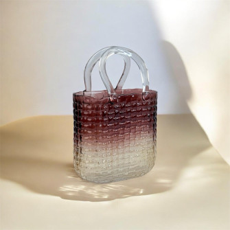 Glass Vase-Handbag Rattan Coffee Ombre