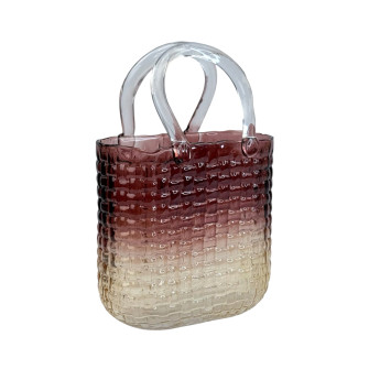 Glass Vase-Handbag Rattan Coffee Ombre