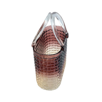 Glass Vase-Handbag Rattan Coffee Ombre