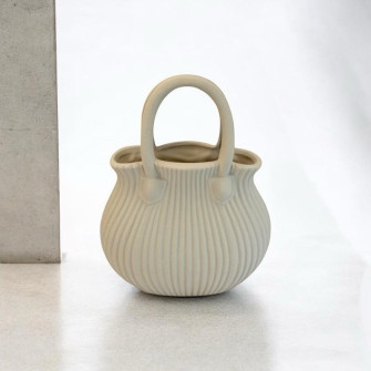 Ceramic vase-purse "Cream Stripe"