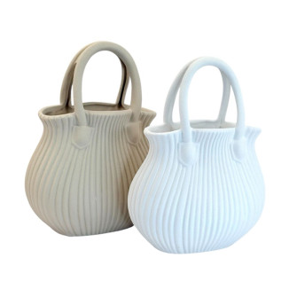 Ceramic vase-purse "Cream Stripe"