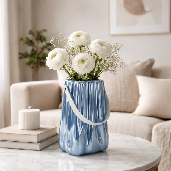 Ceramic vase-purse "Pearl Blue"
