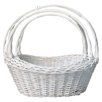 Set of 7 white oval baskets