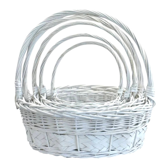Set of 5 white round baskets