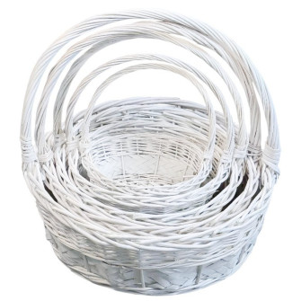 Set of 5 white round baskets