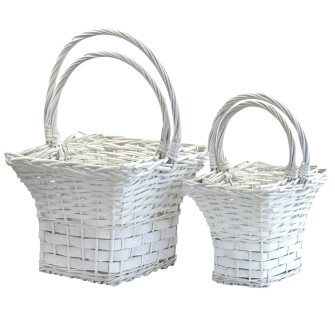 Set of 4 square white baskets