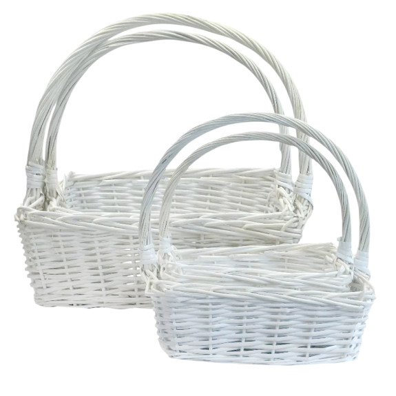 Set of 4 square white baskets