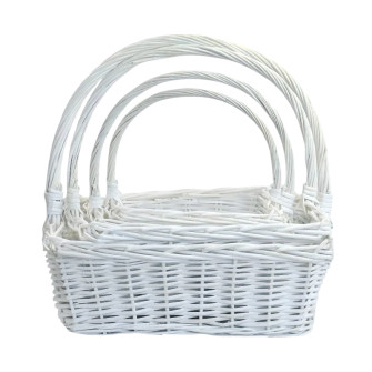 Set of 4 square white baskets