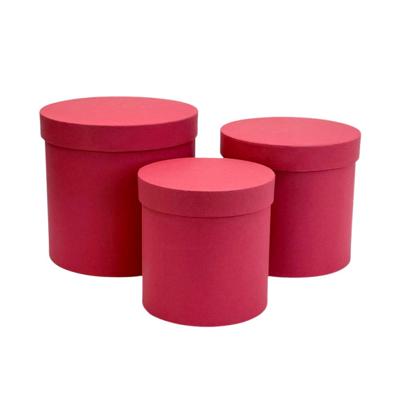 Set of 3 round boxes Red