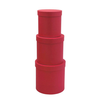 Set of 3 round boxes Red
