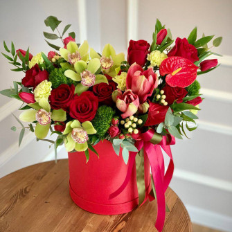 Set of 3 round boxes Red