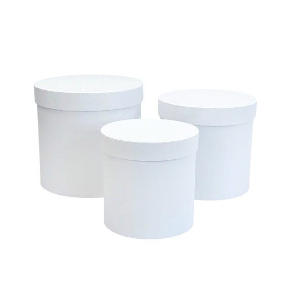 Set of 3 round boxes White