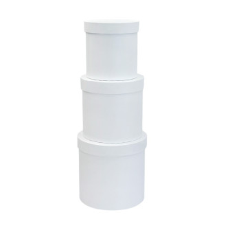 Set of 3 round boxes White