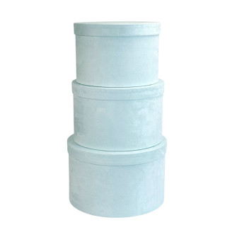 Set of 10 round velvet boxes Light blue