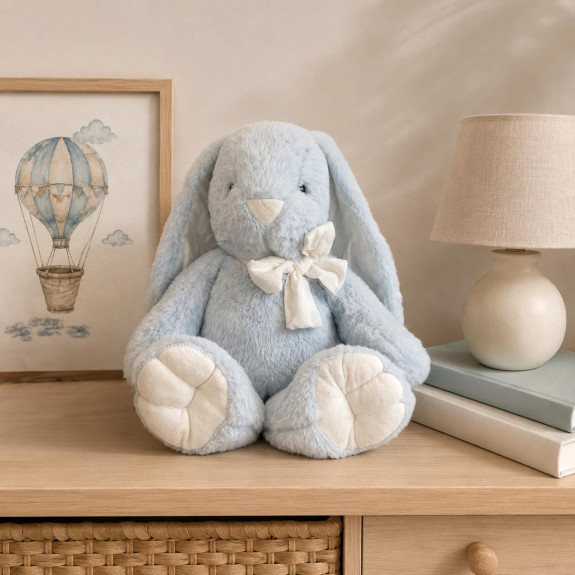 Soft toy Rabbit with a bow Light blue