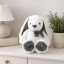Soft toy Rabbit with a bow White with gray