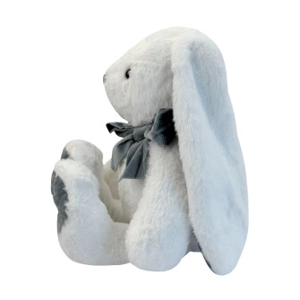 Soft toy Rabbit with a bow White with gray