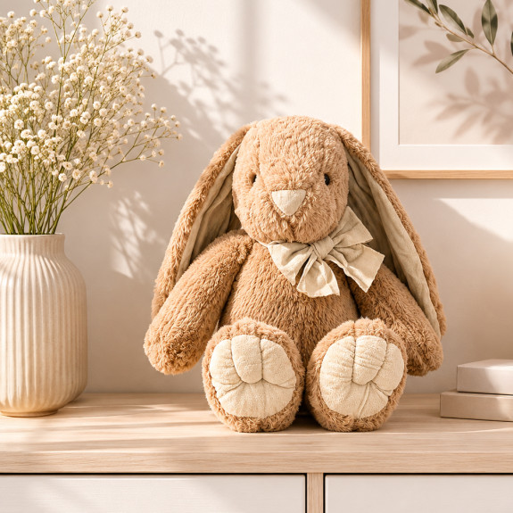 Soft toy Rabbit with a bow Beige