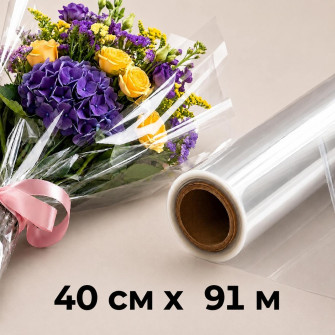 Transparent film for flowers 40cm x 91m