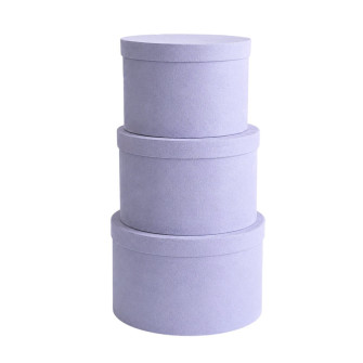 Set of 10 round velvet boxes Dusty lavender