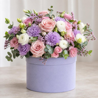 Set of 10 round velvet boxes Dusty lavender