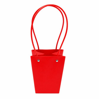 Red trapeze paper bags for flowers
