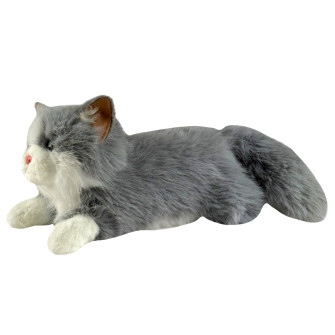 Soft toy Sunny the cat, gray and white with sound effects, 38cm