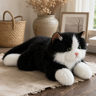 Іграшка м’яка Котик Санні чорно-білий зі звуковими ефектами 38см