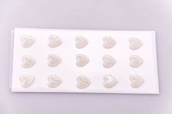Decorative stickers "Heart pearl" 15 pcs. white