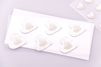 Decorative stickers "Heart pearl" 6 pcs. white