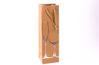 Kraft wine package 11 cm × 36 cm × 10 cm  « Silver glass»