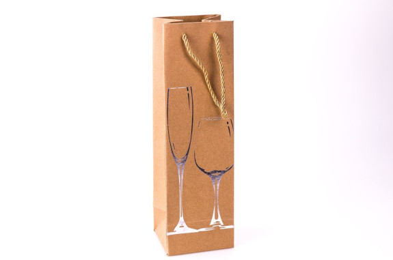 Kraft wine package 11 cm × 36 cm × 10 cm  « Silver glass»