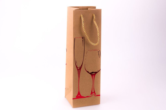 Kraft wine package 11 cm × 36 cm × 10 cm « Red glass»
