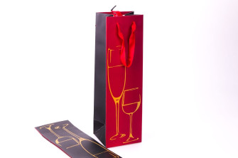 Kraft wine package 11 cm × 36 cm × 10 cm « Red + black»