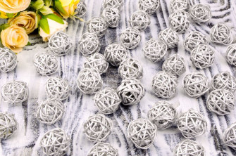Rattan ball (silver) 3 cm