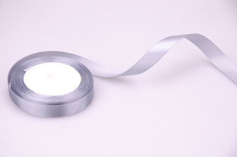 Лента сатиновая 1,5cм x 25ярд Серый 59